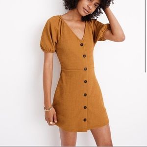 Madewell Texture & Thread Puff-Sleeve Yellow Dress